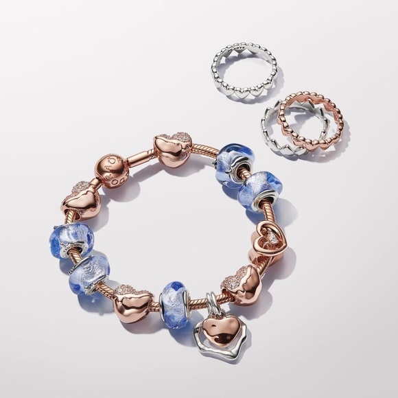 Pandora Silver Row of Hearts Ring - Picture 6 of 8